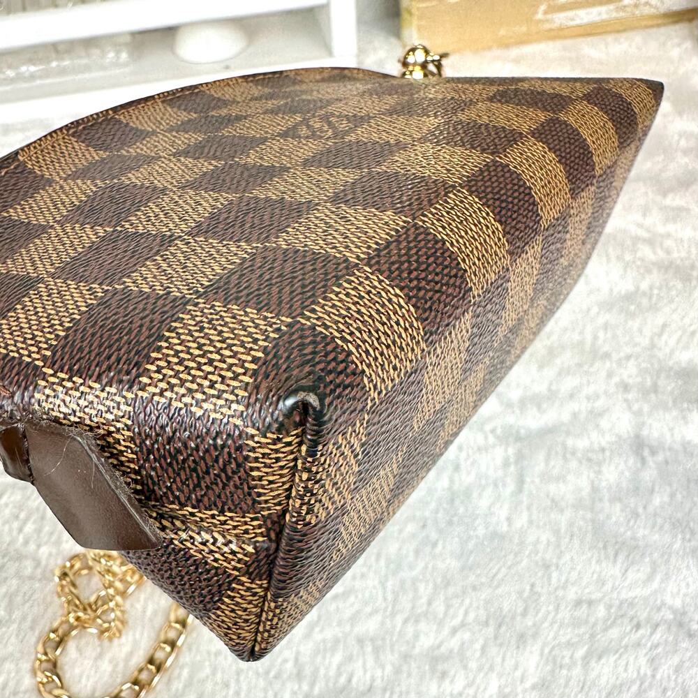 Louis Vuitton Damier Ebene Cosmetic Pouch PM crossbody bag with chain NICE - Picture 8 of 14